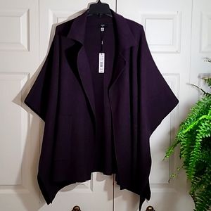 Tahari New with tags dark grey Poncho/Cardigan with too pockets. Sz L/G